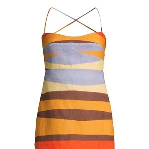 Cala de la Cruz Sonne Tere Linen Crisscrossed-Back Minidress